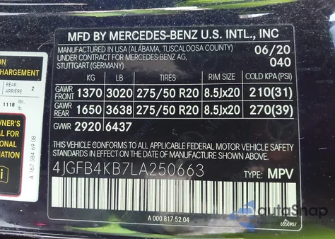 2020 Mercedes-Benz Gle 350 4Matic from USA, damaged, VIN 4JGFB4KB7LA250663
